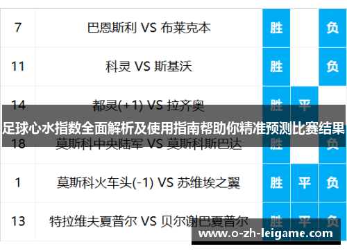 足球心水指数全面解析及使用指南帮助你精准预测比赛结果
